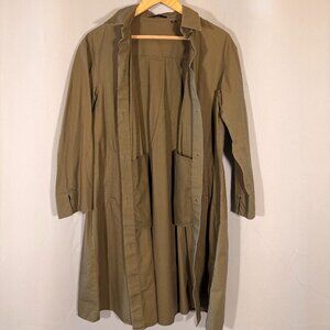 Uniqlo Olive Green Lightweight Trench Coat – XS – Minimal Longline Jacket